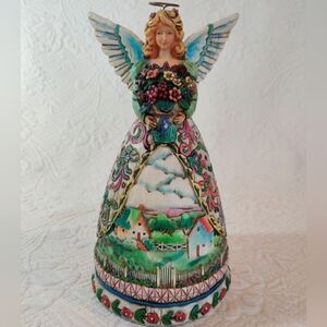 2004 JIM SHORE HEARTWOOD CREEK FOLK ART ANGEL "NEW BEGINNINGS" FIGURINE B117674